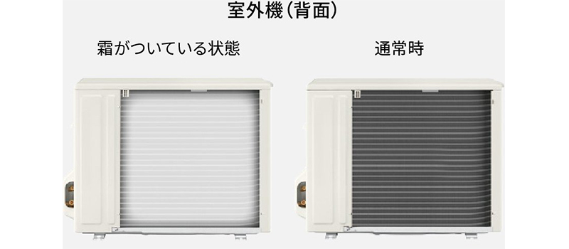 室外機に霜が付着すると、熱交換器の効率が大幅に低下し、エアコンの暖房能力が損なわれる